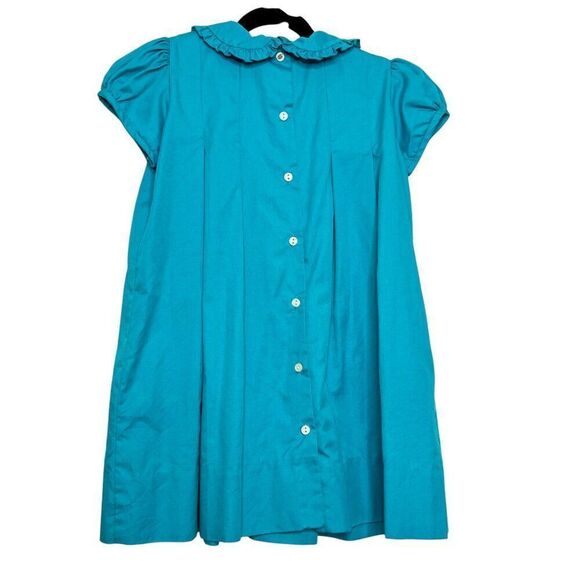 New! The Proper Peony Teal Pleated Pan Collared Spring Easter Dress Size 5 - Picture 4 of 6